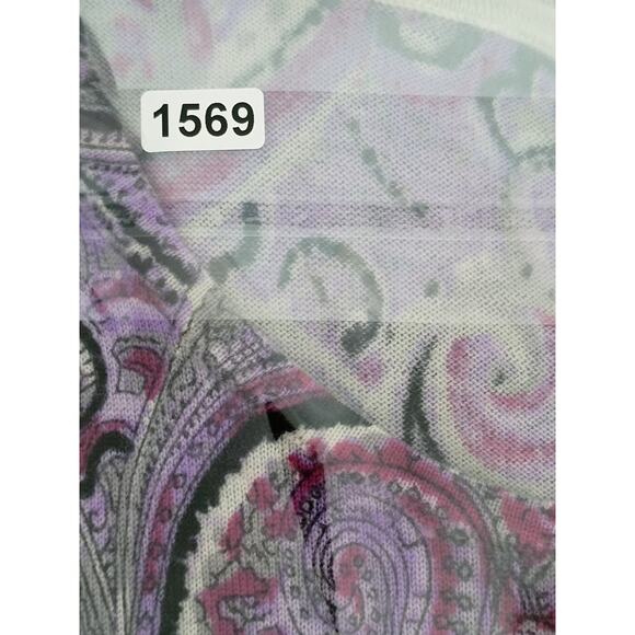 Talbots Merino Wool Sweater Women's Sz SP Purple Paisley long sleeve popover Top - Picture 9 of 9